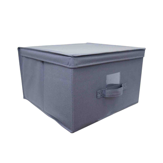 Caja de almacenamiento jumbo con tapa color gris