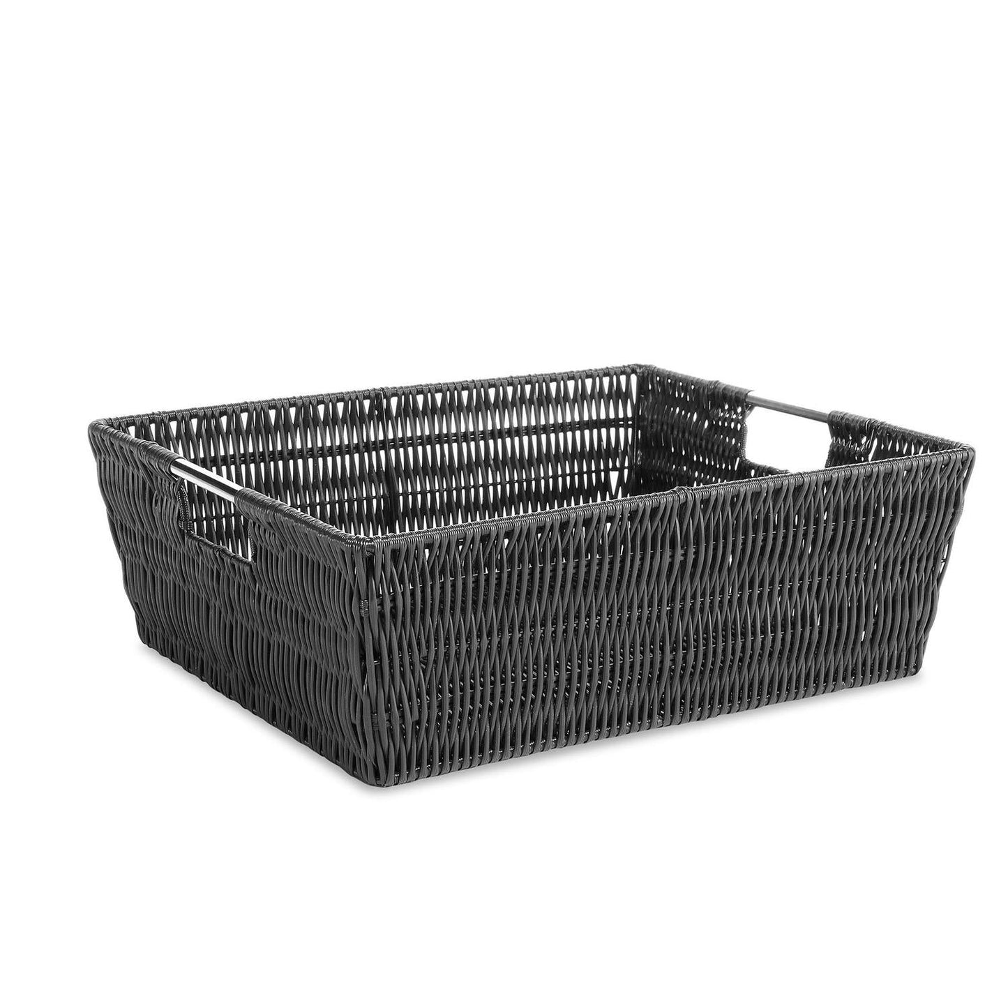 Canasta de Rattan con Asas Multiusos Negro 33x38x13cm, Whitmor